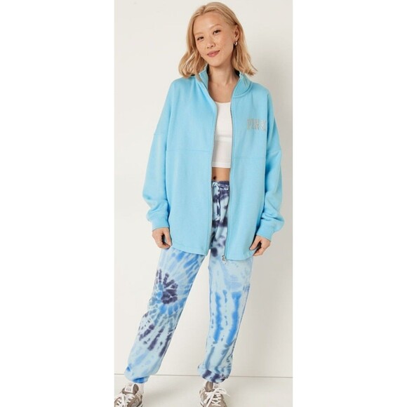 VS PINK outfit blue SET TIE DYE cowl neck joggers L - Picture 2 of 6